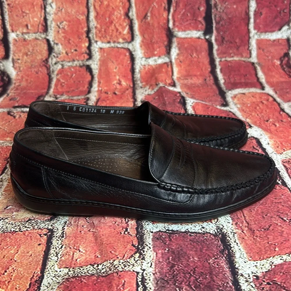 Vintage BRAGANO- BLACK Soft LEATHER Loafer made in ITALY Men's 10 M